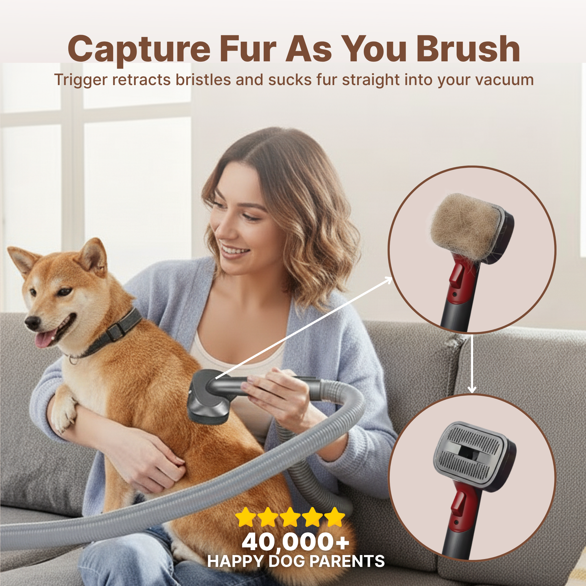 Smdge™ 3 in 1 Vacuum Dog Grooming Kit